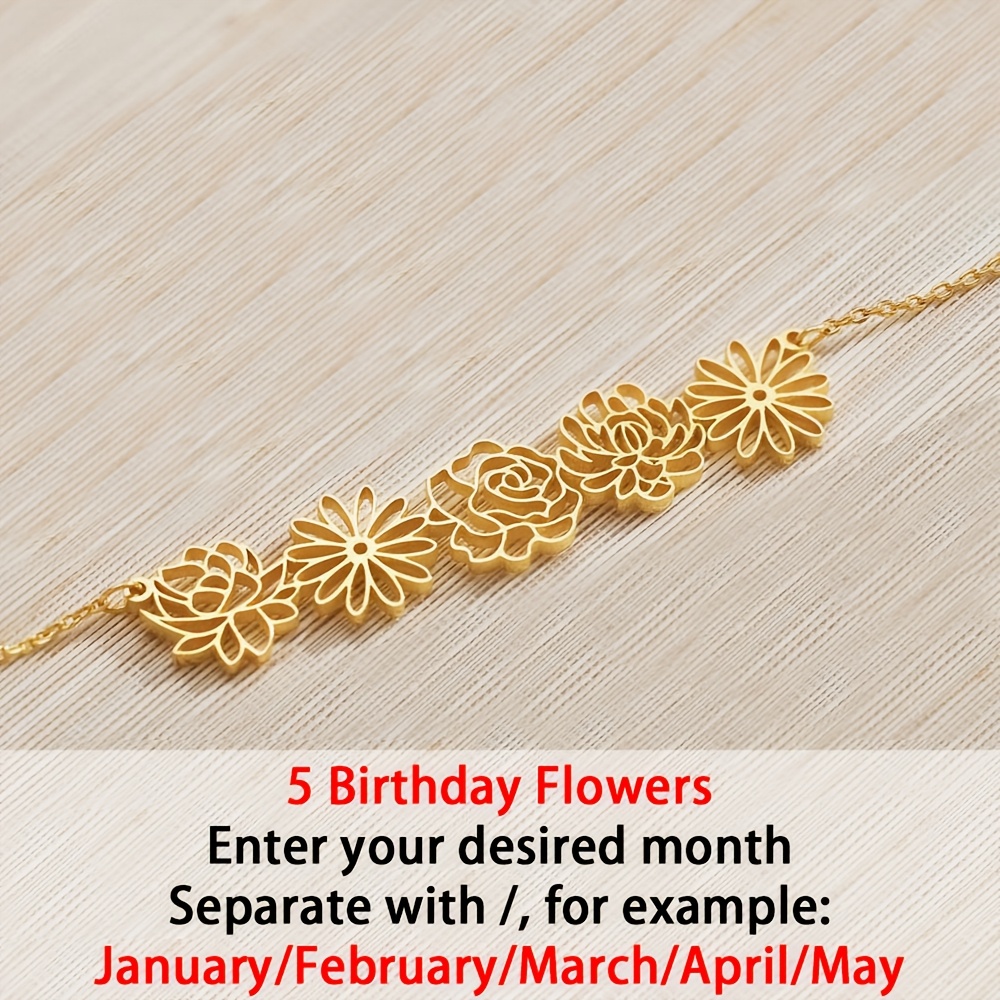 Women's 18K Golden Plated Customizable Flower Pendant Necklace